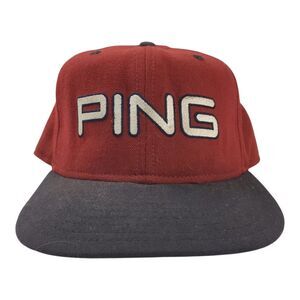 Vintage PING Hat Cap Size 7 Red Embroidered MISTER PINGMAN Fitted Golf Retro